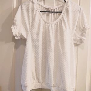 LOFT White Dotted Blouse